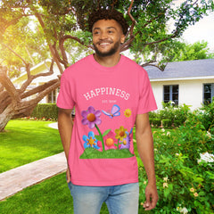 Cheerful Flower Graphic T-Shirt, Happiness Tee,