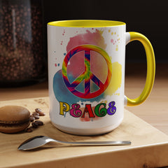 Colorful Peace Mug with Tie-Dye Design, Various Colors & Sizes