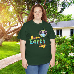 Earth Day T-Shirt — "Happy Earth Day" Cute Earth with Sunglasses Eco Graphic Tee
