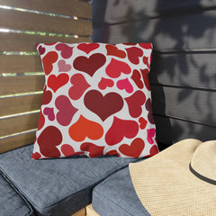 Heart Pattern Pillow — Red & Pink Valentine Patio Cushion