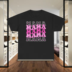 Mama Graphic Tee — Pink Floral Repeat ‘MAMA’ Design