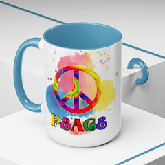 Colorful Peace Mug with Tie-Dye Design, Various Colors & Sizes