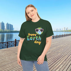 Earth Day T-Shirt — "Happy Earth Day" Cute Earth with Sunglasses Eco Graphic Tee