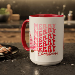 Pink Merry Merry Merry Christmas Mug
