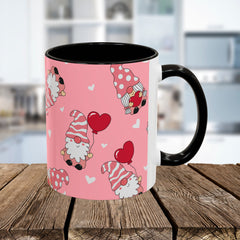 Valentine Gnome Coffee Mug — Pink Heart Pattern 11oz/15oz