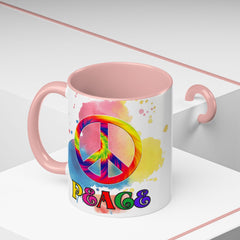 Colorful Peace Mug with Tie-Dye Design, Various Colors & Sizes