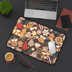 Festive Gingerbread Man Desk Mat Holiday Design,