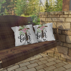 Easter Floral Cross Throw Pillow — Spring Garden Decorative Accent