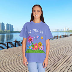 Cheerful Flower Graphic T-Shirt, Happiness Tee,