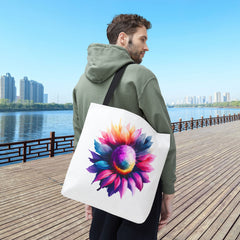 Vibrant Floral Tote Bag, Colorful Flower Design,