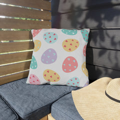 Easter Egg Pattern Outdoor Pillow — Pastel Hearts Patio Cushion