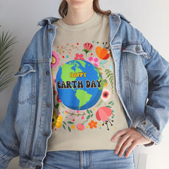 Earth Day Floral Tee — "Happy Earth Day" Graphic T-Shirt