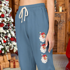 Retro Santa Holiday Fleece Sweatpants - Unisex Lounge Pants,