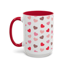 Heart Pattern Coffee Mug — Cute Pink & Red Hearts Ceramic Mug (11oz/15oz)
