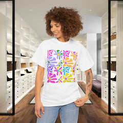Colorful Floral Tile T-Shirt — Pastel Retro Pattern Tee