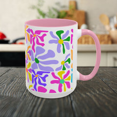 Colorful Floral Pattern Mug — Bright Retro Daisy Coffee Cup (11oz & 15oz)
