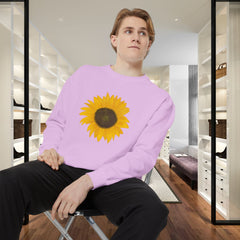 Sunflower Unisex Garment-Dyed Sweatshirt - Cozy Floral Pullover for Spring, Gifts, Stylish Casual Wear, Eco-Friendly Apparel