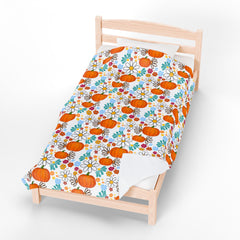 Autumn Floral Plush Blanket, Cozy Throw Blanket for Fall,