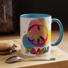 Colorful Peace Mug with Tie-Dye Design, Various Colors & Sizes
