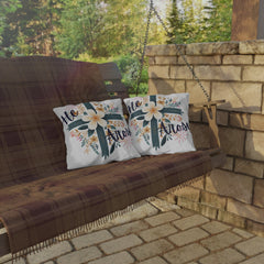 He Arose Outdoor Pillow — Floral Cross Easter Decorative Cushion