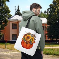 Autumn Floral Tote Bag, Pumpkin Harvest Bag,