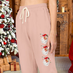 Retro Santa Holiday Fleece Sweatpants - Unisex Lounge Pants,