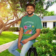 Cheerful Flower Graphic T-Shirt, Happiness Tee,