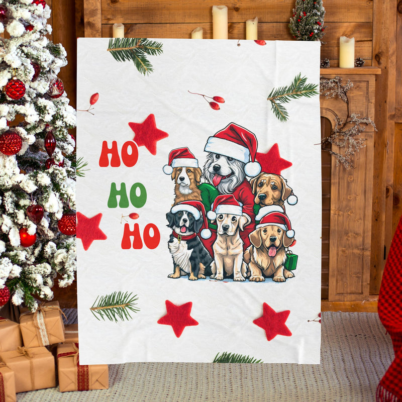 Christmas Pups Velveteen Plush Blanket