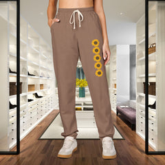 Floral Sunflowers Print Unisex Fleece Sweatpants