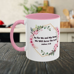 Joshua 24:15 Floral Faith Mug — "As for Me and My House, We Will Serve the Lord" (11oz/15oz)