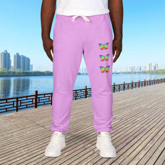 Rainbow Butterfly Fleece Sweatpants - Unisex Lounge Pants,