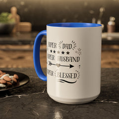 Super Dad Super Husband Super Blessed Coffee Mug — Father's Day Gift (11oz/15oz)