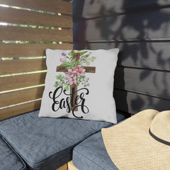 Easter Floral Cross Throw Pillow — Spring Garden Decorative Accent