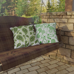 Reversible Pillow Green Paisley Design