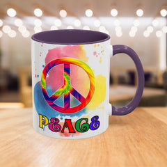 Colorful Peace Mug with Tie-Dye Design, Various Colors & Sizes