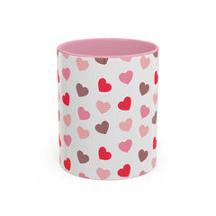 Heart Pattern Coffee Mug — Cute Pink & Red Hearts Ceramic Mug (11oz/15oz)