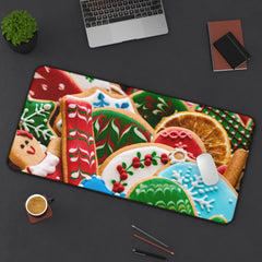 Festive Cookie-Themed Desk Mat | Holiday Office Decor,
