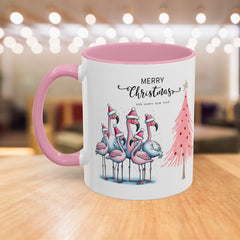 Colorful Holiday Mug, Christmas Flamingo Design