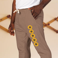 Floral Sunflowers Print Unisex Fleece Sweatpants