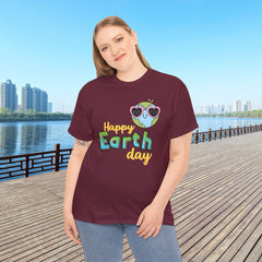Earth Day T-Shirt — "Happy Earth Day" Cute Earth with Sunglasses Eco Graphic Tee