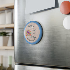 Light Blue Round Button Magnet – “Epic Finds & Designs” Floral Logo Refrigerator Magnet