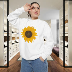 Sunflower Unisex Garment-Dyed Sweatshirt - Cozy Floral Pullover for Spring, Gifts, Stylish Casual Wear, Eco-Friendly Apparel