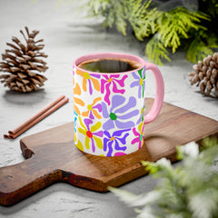 Colorful Floral Pattern Mug — Bright Retro Daisy Coffee Cup (11oz & 15oz)