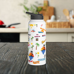 Orange Beach Water Bottle, Eco-Friendly Stainless Steel Hydration Flask,