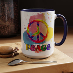 Colorful Peace Mug with Tie-Dye Design, Various Colors & Sizes