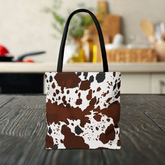 Chic Cow Print Tote Bag, Stylish Reusable Shopping Tote,