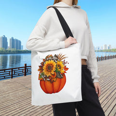 Autumn Floral Tote Bag, Pumpkin Harvest Bag,