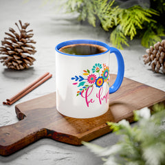 Be Happy Floral Mug — Colorful 11oz & 15oz Ceramic Coffee Mug