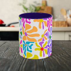 Colorful Floral Pattern Mug — Bright Retro Daisy Coffee Cup (11oz & 15oz)