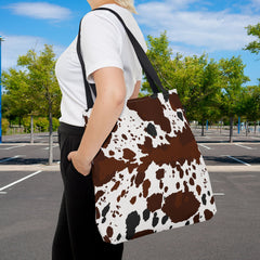 Chic Cow Print Tote Bag, Stylish Reusable Shopping Tote,